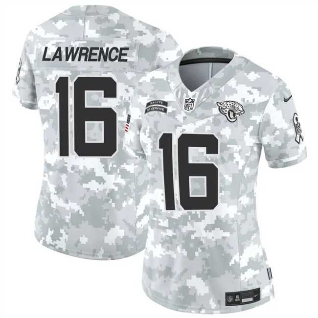 Women%27s Jacksonville Jaguars #16 Trevor Lawrence 2024 F.U.S.E Arctic Camo Salute To Service Limited Stitched Jersey Dzhi